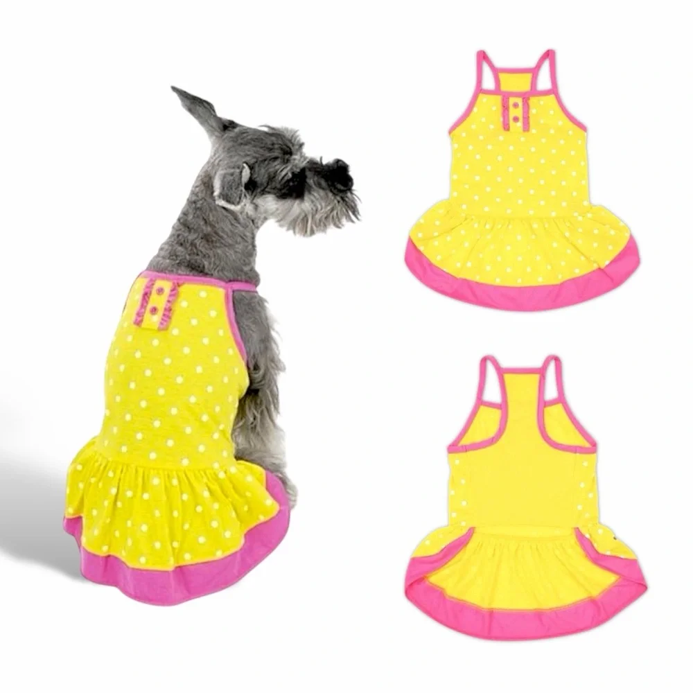 Vibrant Life Yellow Polka Dot Dog Dress